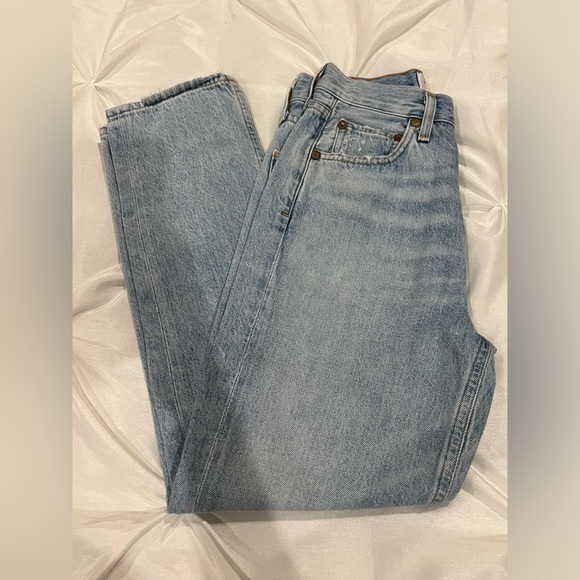 Agolde Denim - : AGOLDE Riley Blue High Rise Straight Leg Jeans Size 23